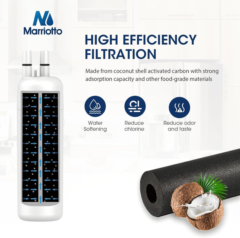 MARRIOTTO فلتر مياه الثلاجة MARRIOTTO MRW1 متوافق مع Whirlpool W10295370A، EDR1RXD1، الفلتر 1، W10295370، P4RFWB، P8RFWB2L، 46-9930، 46-9081 | عبوة من 1 - Image 1