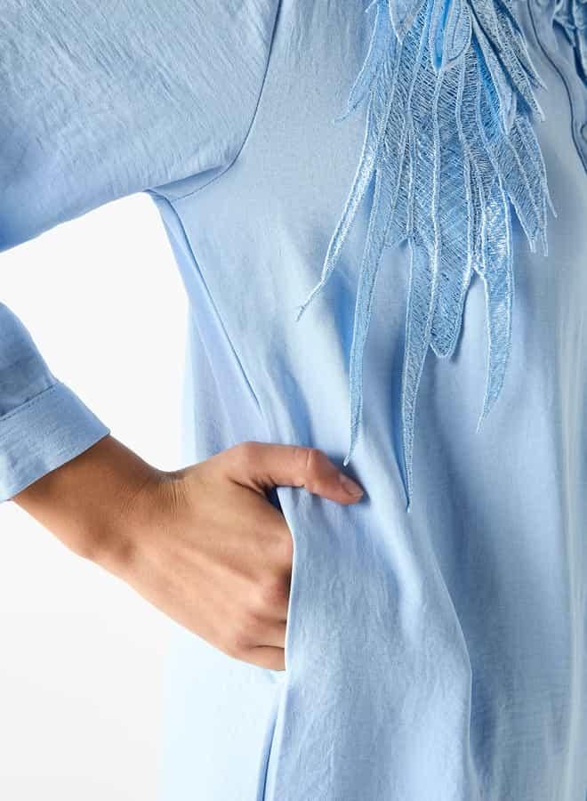 2Xtremz Embellished Shirt Dress with Collar and Long Sleeves - Image 4