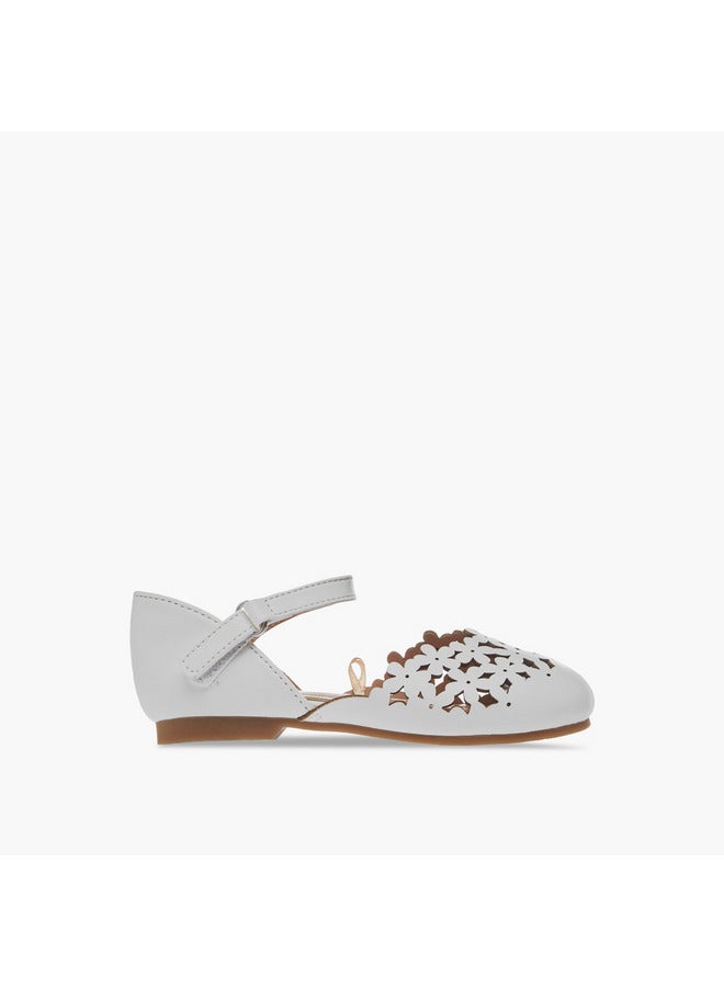 JUNIORS Girls Cut-Out Detail Ballerina Shoes with Hook and Loop Closure  - Image 3