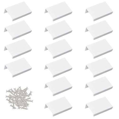 MOROBOR White Mini Finger Edge Pull 16 PCS Concealed Handles Modern Style Drawer Handle Right Angle Aluminum Alloy Invisible Wardrobe Knobs for Cabinet Hardware Drawer50 mm - Image 1