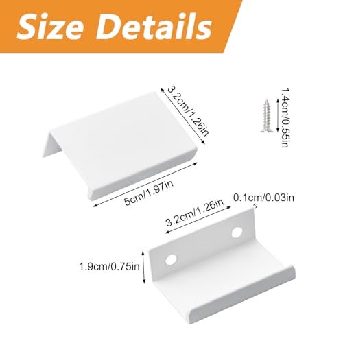 MOROBOR White Mini Finger Edge Pull 16 PCS Concealed Handles Modern Style Drawer Handle Right Angle Aluminum Alloy Invisible Wardrobe Knobs for Cabinet Hardware Drawer50 mm - Image 3