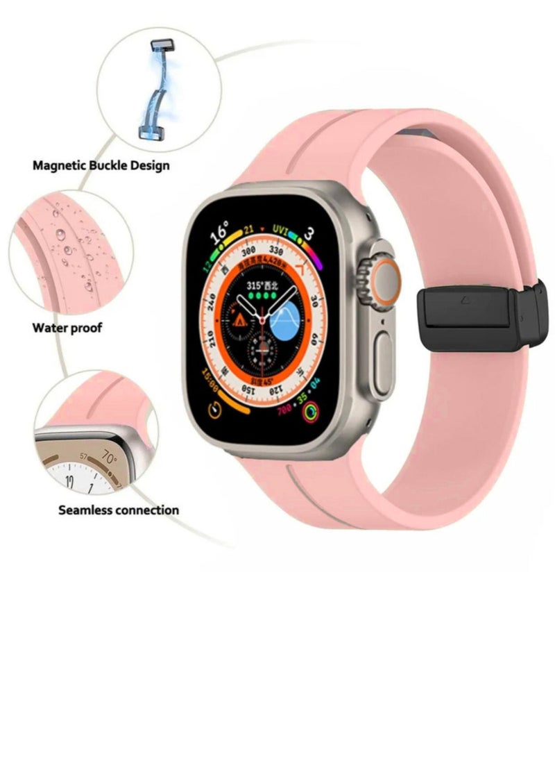 Generic - Apple watch strap with magnetic closure  size 42/44/45/49  pink - Image 1