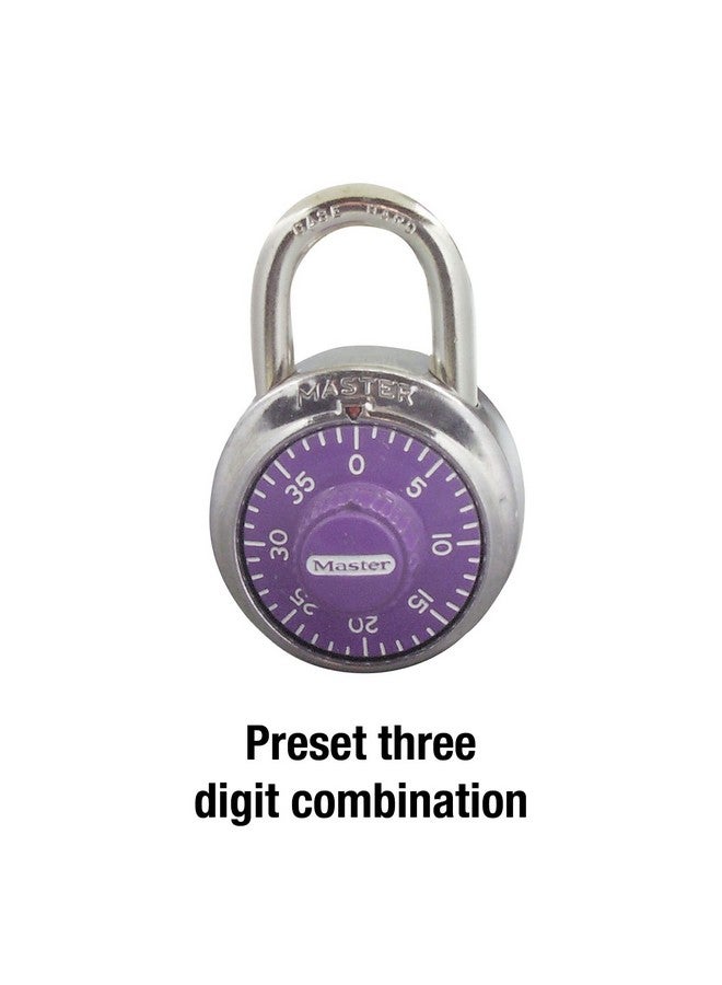 Master Lock Master Lock Purple Combination Locker Lock, 3-Digit Combo Padlock for Gym and School Lockers, Metal Indoor Dial Lock, 1514D  - Image 4