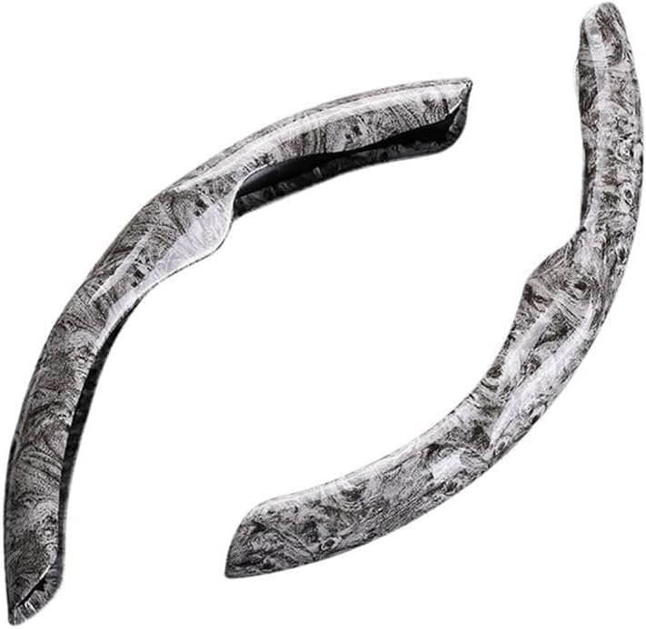 AutoBizarre Car Anti Skid Non Slip Wood Grain Finish Steering Wheel Grip Covers Decoration Universal for All Cars - Set of 2 pcs (Grey) - Image 2