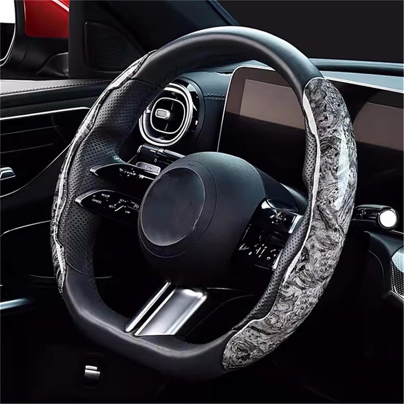 AutoBizarre Car Anti Skid Non Slip Wood Grain Finish Steering Wheel Grip Covers Decoration Universal for All Cars - Set of 2 pcs (Grey) - Image 3