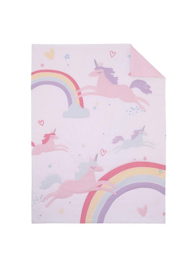 NoJo Carter's Rainbow Unicorn Pink, Purple, and Aqua Dream Big 4 Piece Toddler Bed Set - Comforter, Fitted Bottom Sheet, Flat Top Sheet, and Reversible Pillowcase - Image 2
