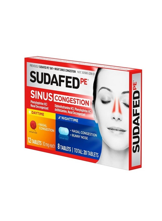 Sudafed PE Day and Night Sinus Pressure & Congestion Tablets, 20 Count - Image 5