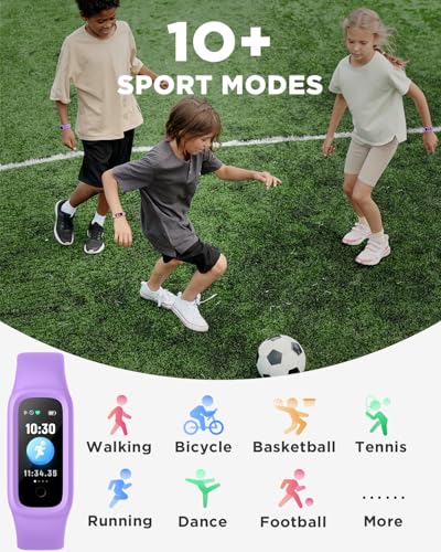 BIGGERFIVE Vigor 2 L Kids Fitness Tracker Watch for Boys Girls Ages 5-15, Activity Tracker, Heart Rate Sleep Monitor, IP68 Waterproof, Pedometer, Calorie Step Counter Watch, Lilac - Image 3