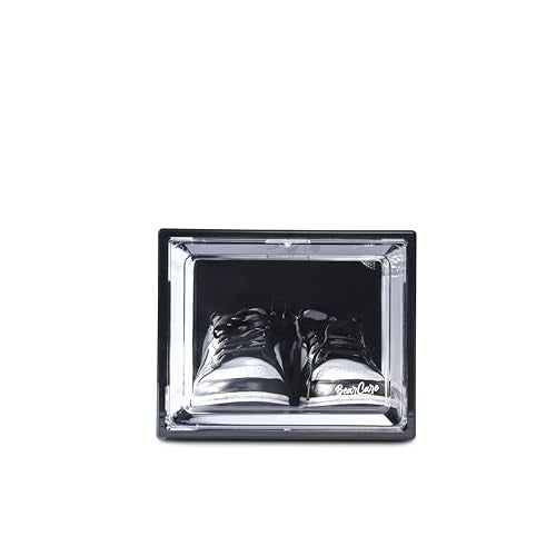Bear Care Sneaker Box Black Pack of 1 | Side-Opening Heavy-Duty | Stackable Shoe Storage Organizer Crate with Magnetic Closure | Clear Sneaker Display and Dust-Proof Container | For Men and Women - Image 2