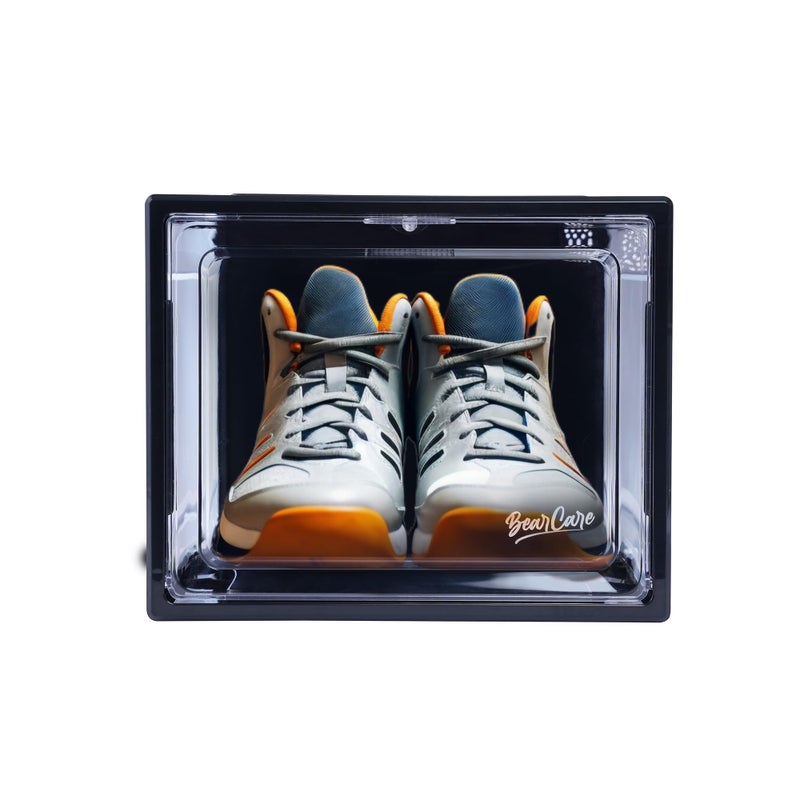 Bear Care Sneaker Box Black Pack of 1 | Side-Opening Heavy-Duty | Stackable Shoe Storage Organizer Crate with Magnetic Closure | Clear Sneaker Display and Dust-Proof Container | For Men and Women - Image 5