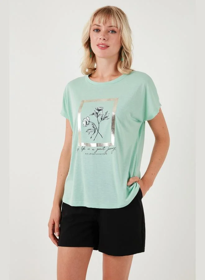 Lela Lela Printed Crew Neck Regular Fit T-Shirt Women's T-Shirt 6671006