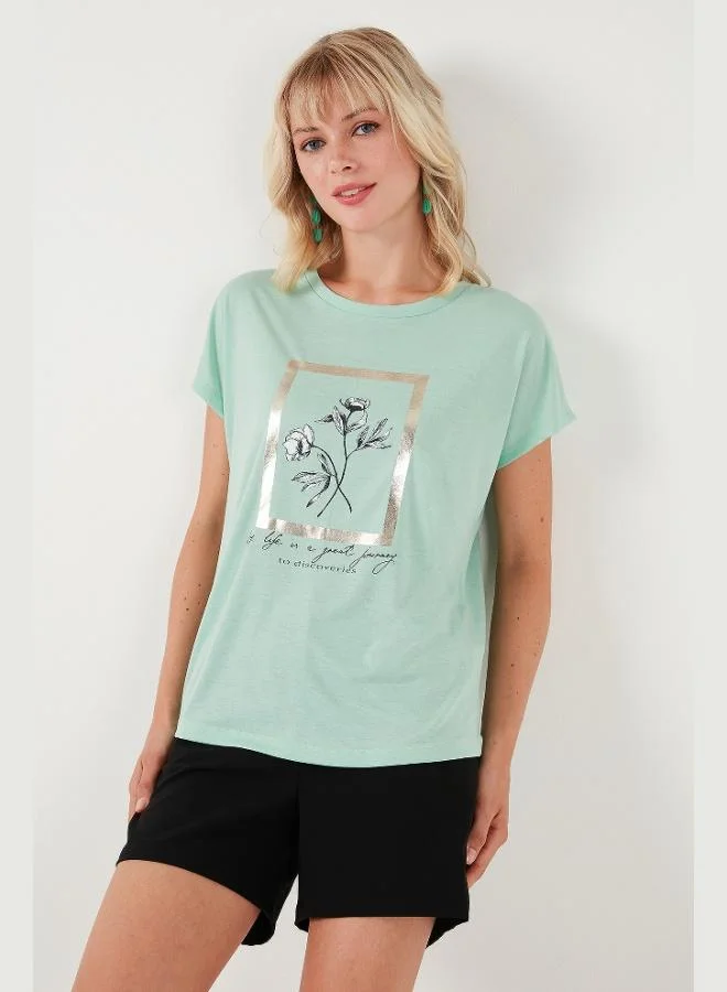 Lela Lela Printed Crew Neck Regular Fit T-Shirt Women's T-Shirt 6671006