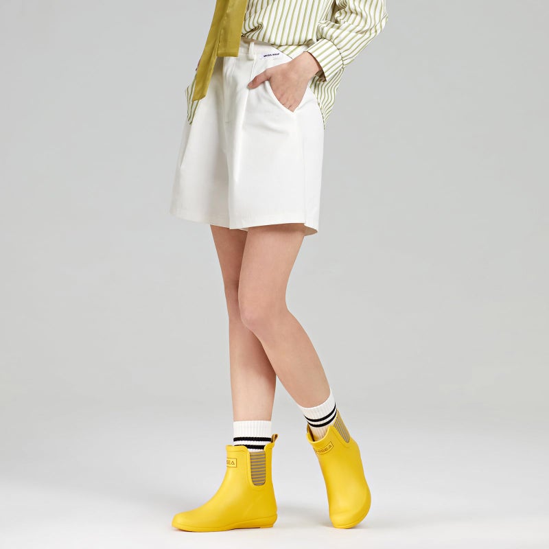HISEA Rubber Rain Boots for Women Fashion Waterproof Chelsea Boots Short Ankle Garden Shoes Wedge Heel Anti-Slipping Rainboots for Ladies Outdoor Work Booties with Comfort Insole, Size 7 Yellow - Image 3