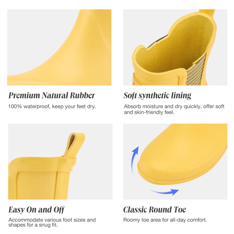 HISEA Rubber Rain Boots for Women Fashion Waterproof Chelsea Boots Short Ankle Garden Shoes Wedge Heel Anti-Slipping Rainboots for Ladies Outdoor Work Booties with Comfort Insole, Size 7 Yellow - Image 4
