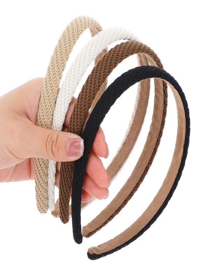 Melodio 4Pcs Headbands for Women, Skinny Knitted Hair bands, Non Slip Boho Headband, Soft Stretchy Hair Accessories for Yoga, Washing Face, Makeup, Party, Date, Daily Use, Solid Colors - Image 3