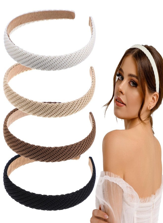 Melodio 4Pcs Headbands for Women, Skinny Knitted Hair bands, Non Slip Boho Headband, Soft Stretchy Hair Accessories for Yoga, Washing Face, Makeup, Party, Date, Daily Use, Solid Colors - Image 1