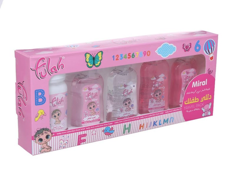 Baby Skin & Hair Care Set (Shampoo + Conditioner + Powder + Oil + Lotion), Pink DR-A-623