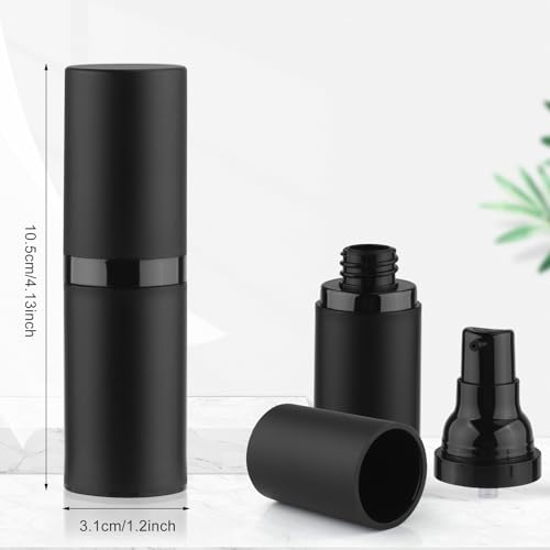 BOSMIOW 5pcs 15ml Black Airless Pump Bottle Empty Frosted Vacuum Lotion Bottle Refillable Cosmetic Vacuum Pump Makeup Dispenser Container for Foundation,Lotion,Cream,Essential oil,Shampoo - Image 2
