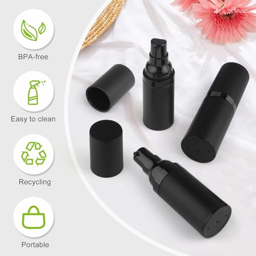 BOSMIOW 5pcs 15ml Black Airless Pump Bottle Empty Frosted Vacuum Lotion Bottle Refillable Cosmetic Vacuum Pump Makeup Dispenser Container for Foundation,Lotion,Cream,Essential oil,Shampoo - Image 3