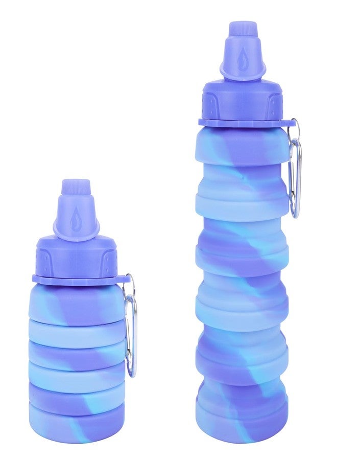 MAKERSLAND Collapsible Water Bottle for Adults, Boys, Students, Kids, Reusable Silicone Foldable Water Bottles for Travel Camping Hiking, Portable Sports Water Bottle, Purple & Blue - Image 1