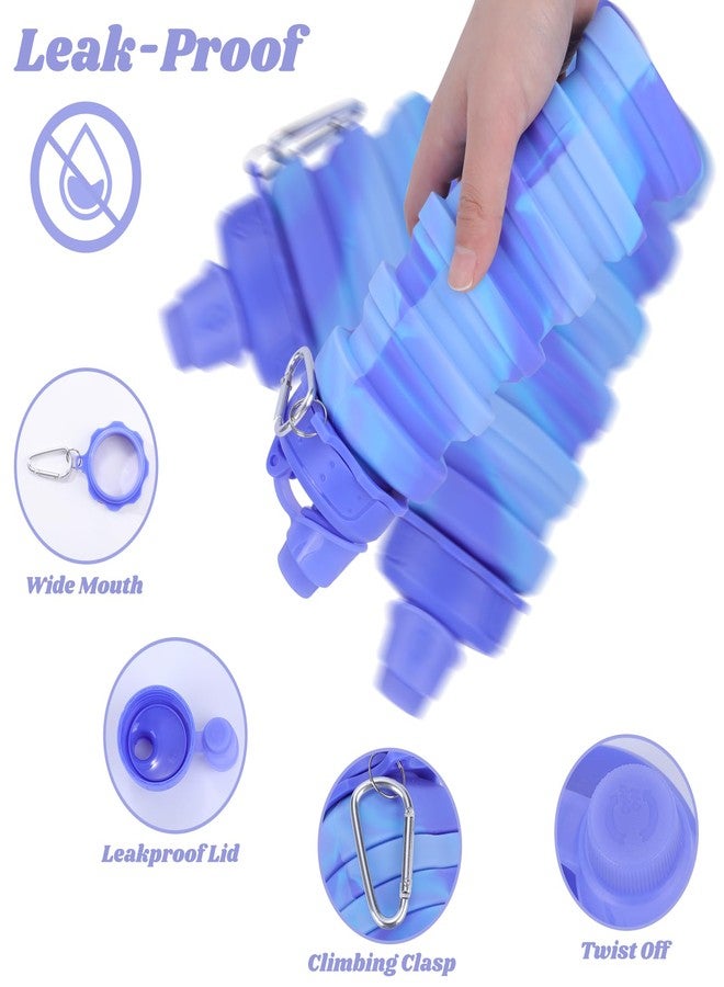 MAKERSLAND Collapsible Water Bottle for Adults, Boys, Students, Kids, Reusable Silicone Foldable Water Bottles for Travel Camping Hiking, Portable Sports Water Bottle, Purple & Blue - Image 4