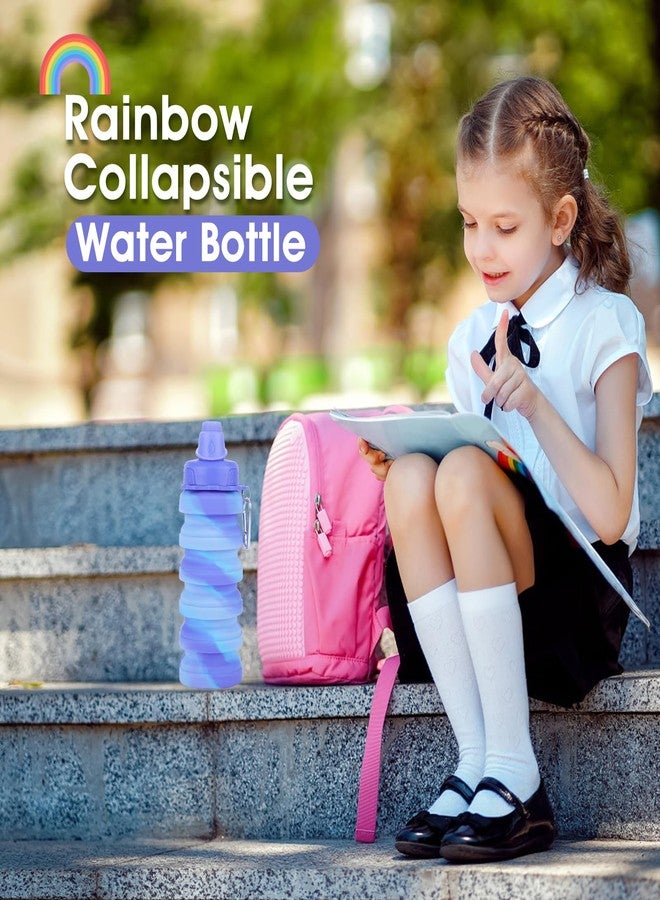 MAKERSLAND Collapsible Water Bottle for Adults, Boys, Students, Kids, Reusable Silicone Foldable Water Bottles for Travel Camping Hiking, Portable Sports Water Bottle, Purple & Blue - Image 5