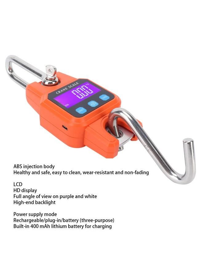 Arabest - WH-C06 Rechargeable Digital Hanging Scale Mini Crane Scale Electronic Hook Scale for Home(Orange ) - Image 1