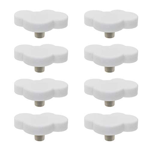 Mcredy Kids Door Knobs Cartoon Dresser Knobs Rubber White Cloud Cartoon Door Knob 2.09x1.22 (Lxw) Cute Cabinet Pulls for Kids' Room Cabinets, Doors, Dresser and Closets Pack of 8 - Image 1