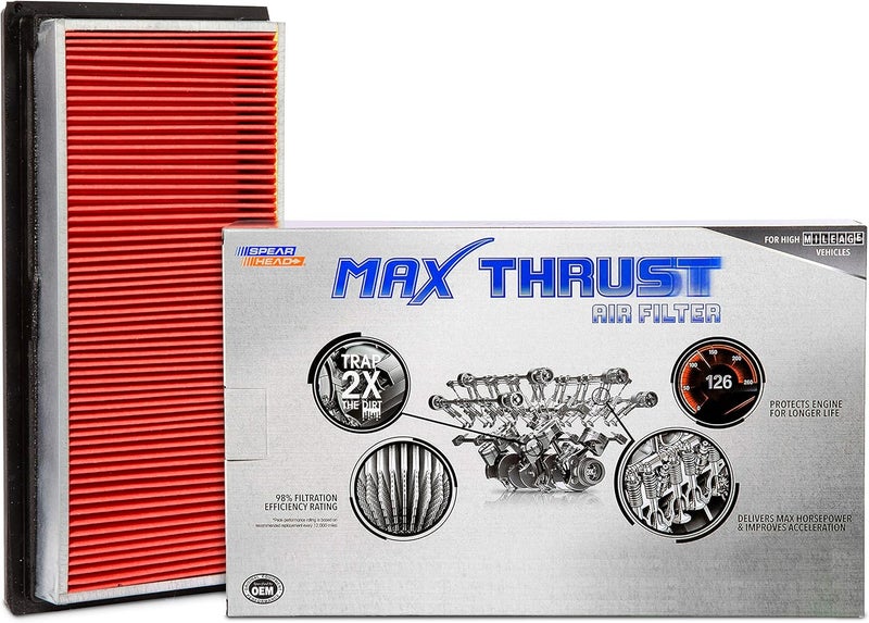 SPEARHEAD MPG Defense Max Thrust Engine Air Filter For All Mileage Vehicles, Fits Like OEM, Restores MPG & Acceleration (MT-215) - Image 1