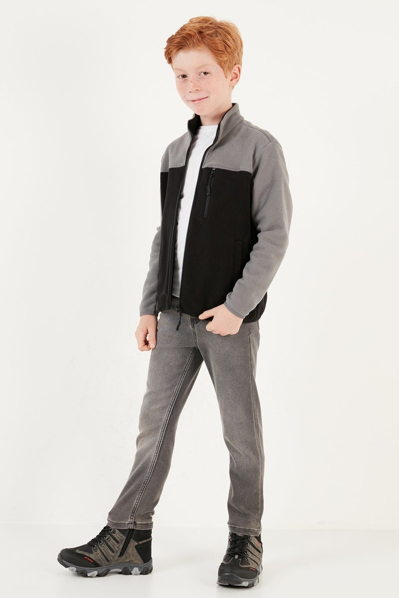 Lela Soft Textured Zippered Color Block Stand Collar Pocket Polar Children's Fleece 5905001  - Image 3