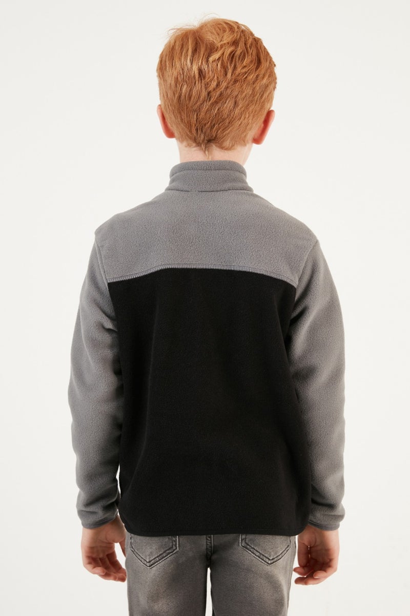 Lela Soft Textured Zippered Color Block Stand Collar Pocket Polar Children's Fleece 5905001  - Image 4