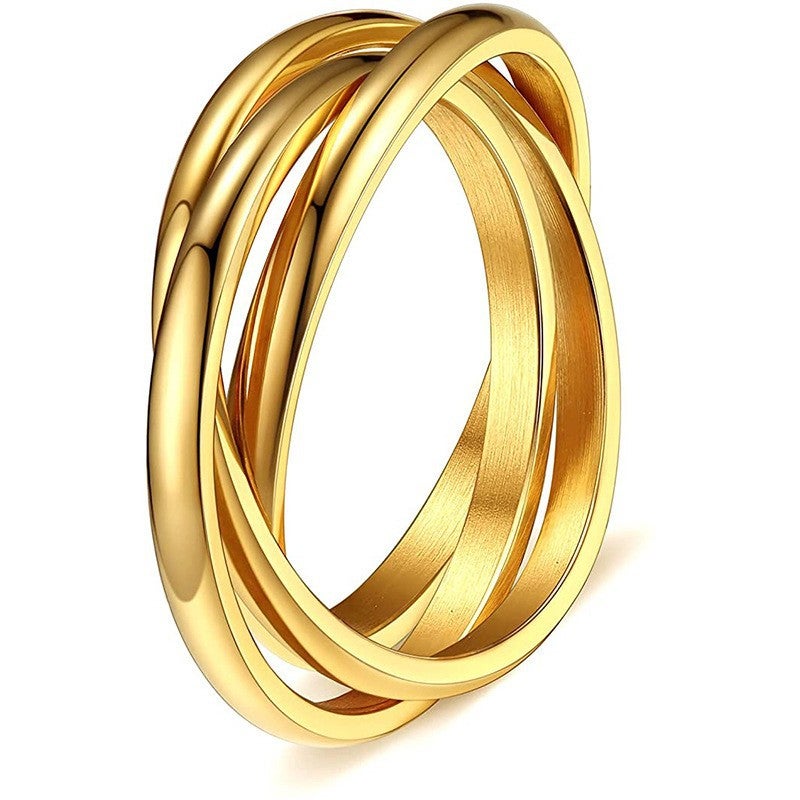 Titanium Steel Couple Diamond Ring with Rotating Design for Anxiety Relief