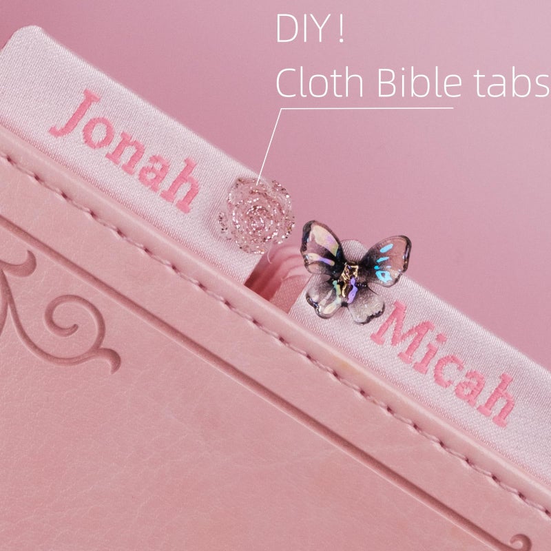UPAFEXXI-Cloth Bible tabs,Bible Tabs for Women and Men(Pink Embroidered Letters) Large Print Stickers, Easy to Read and Apply, 66 Chapters Labels for Easy Navigation(Pink) - Image 3