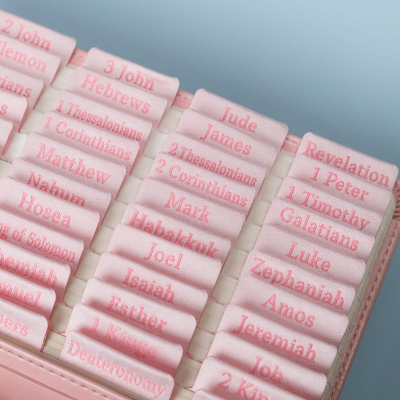 UPAFEXXI-Cloth Bible tabs,Bible Tabs for Women and Men(Pink Embroidered Letters) Large Print Stickers, Easy to Read and Apply, 66 Chapters Labels for Easy Navigation(Pink) - Image 5