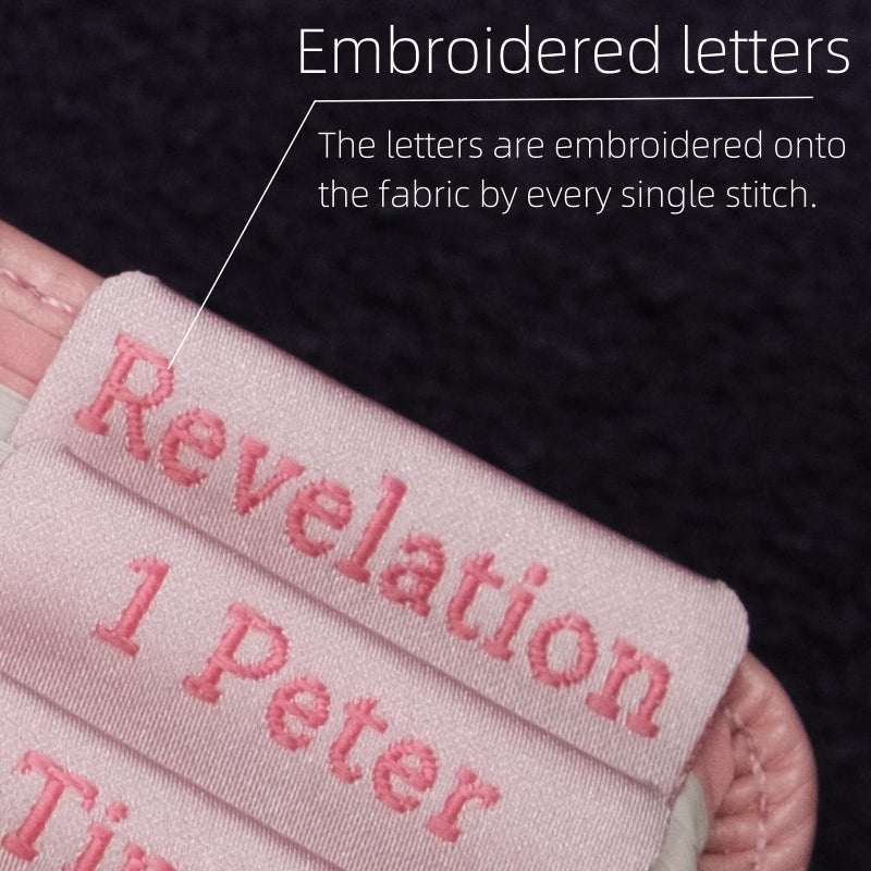 UPAFEXXI-Cloth Bible tabs,Bible Tabs for Women and Men(Pink Embroidered Letters) Large Print Stickers, Easy to Read and Apply, 66 Chapters Labels for Easy Navigation(Pink) - Image 2