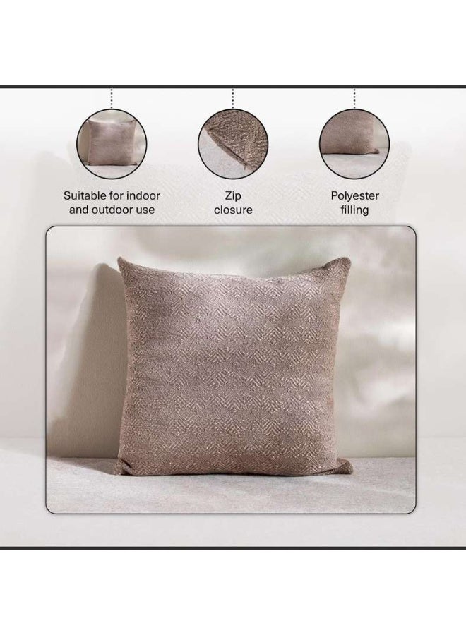 Pan Home وسادة جاكار هيكلية بيج داخلية/خارجية 50x50 سم - Image 5