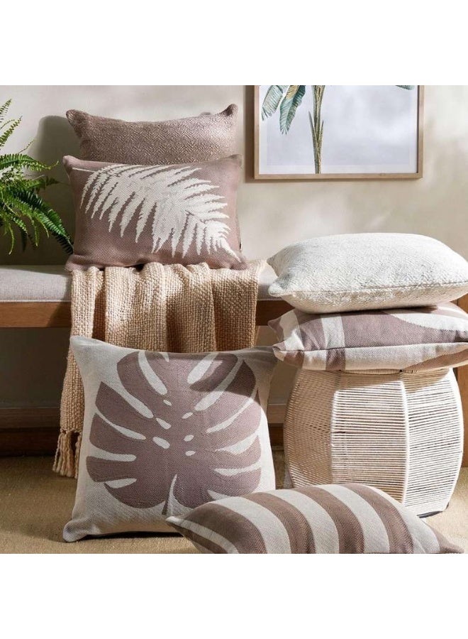 Pan Home وسادة جاكار هيكلية بيج داخلية/خارجية 50x50 سم - Image 4
