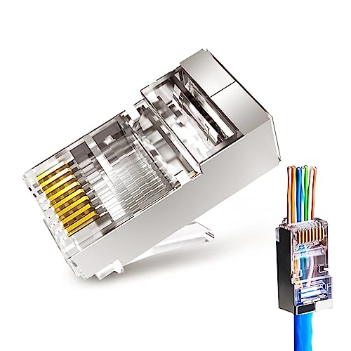 EZYUMM 20-Pack Pass Through Cat6 Shielded RJ45 Connectors, Gold Plated Cat6a RJ45 Connector, Premium Cat6a Connector for Solid or Stranded FTP/STP Ethernet Cable - Image 5