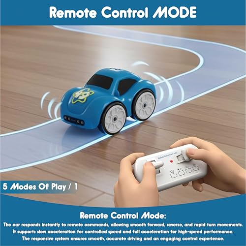 ARDAKI Rechargeable Smart Sensor Mini Car for Kids | Magic Induction RC Intelligent Sensor Mini Car with Smart Music & LED Lighting | Educational Racing Toy Gift for Boys & Girls - Image 3