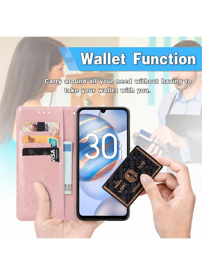 اس-توب جراب هاتف Honor 30i من الجلد المنقوش بزهرة ماندالا - Image 5