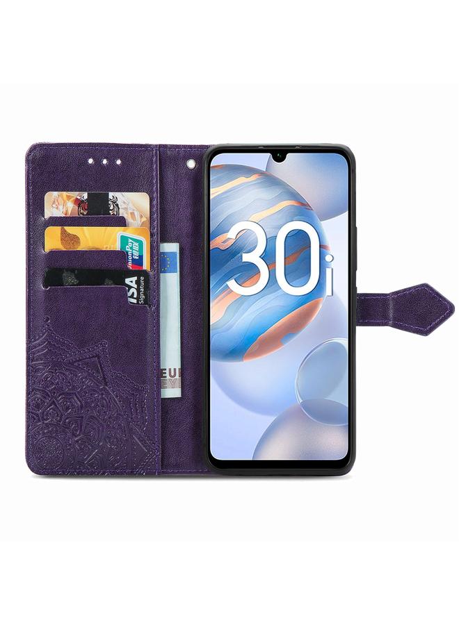 اس-توب جراب هاتف Honor 30i من الجلد المنقوش بزهرة ماندالا - Image 3