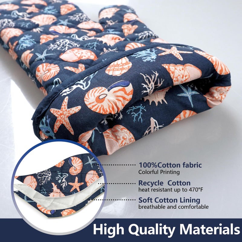 RED LMLDETA Oven Mitts Cotton Fashion Cute Cowry Design 1pair Heat Resistant Oven Gloves Safe Cooking Baking Grilling Barbecue Machine Washable Pot Holders (Cowry) - Image 3