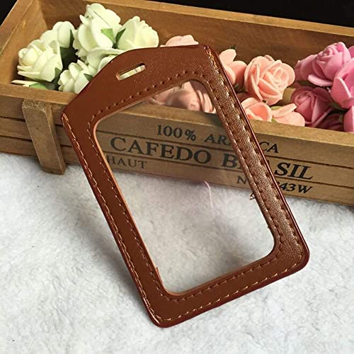 YTYKINOY 10 Pieces Vertical Style Faux Leather Business Id Credit Card Badge Holder Clear Pouch Case with Long Neck Strap Band Lanyard (33.5 Inch Full Round Length) (10 Color) - Image 3