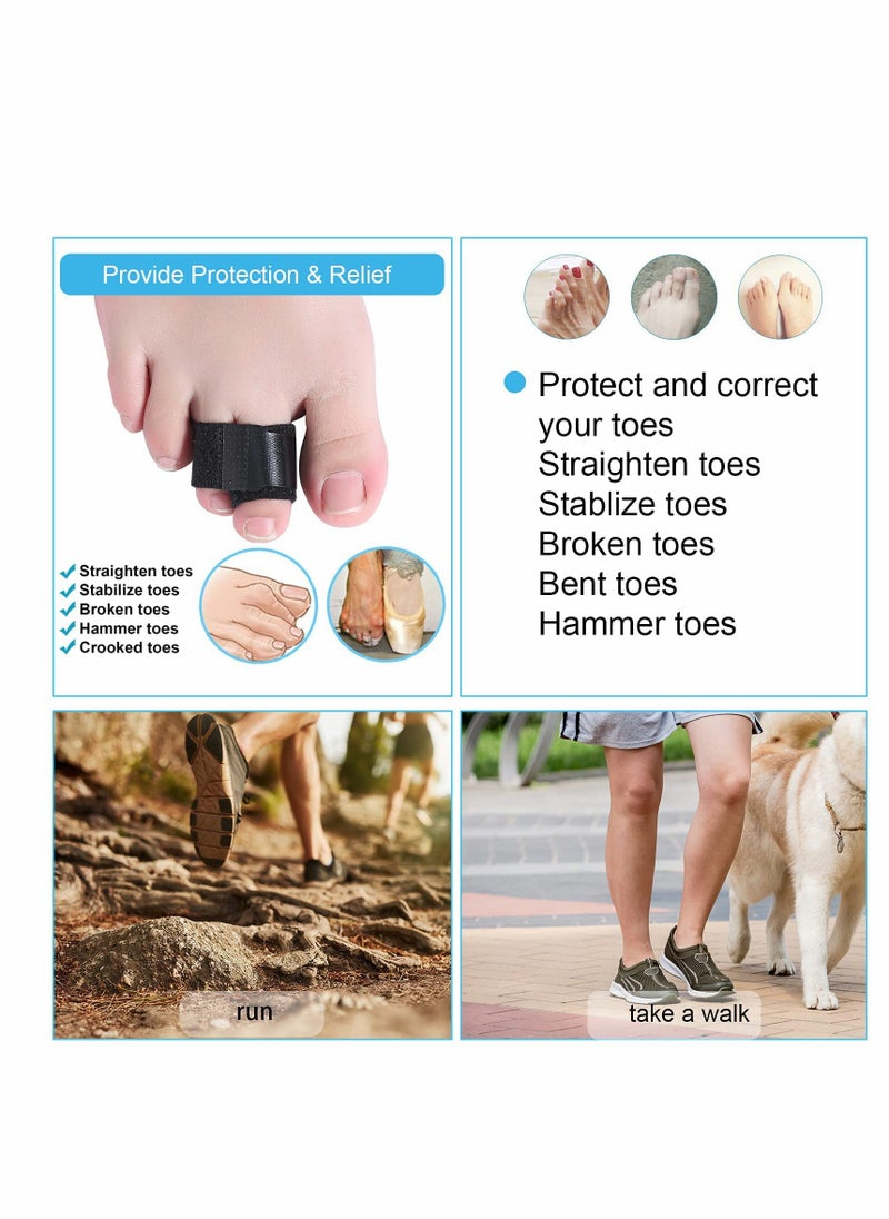 KASTWAVE - 16 Pieces Finger Wraps Broken Toe Wraps Finger Splints Tapes Hammer Finger Straightener for Broken, Sprained, Jammed Finger or Jammed, Swollen, Dislocated Joint, 8 Black and 8 Beige - Image 1