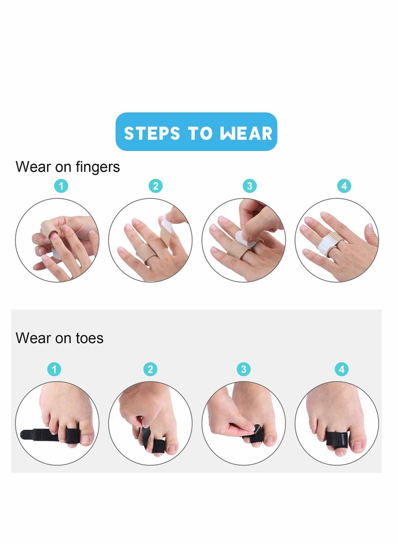 KASTWAVE - 16 Pieces Finger Wraps Broken Toe Wraps Finger Splints Tapes Hammer Finger Straightener for Broken, Sprained, Jammed Finger or Jammed, Swollen, Dislocated Joint, 8 Black and 8 Beige - Image 1