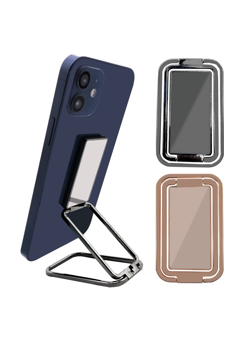 2-Pack Cell Phone Ring Stand Holder, 360° Adjustable Metal Finger Grip Kickstand, Compatible with Most Smartphones & Tablets, Ideal for Desk, Office, and Car Mount - Available in 2 Colors. - Image 1