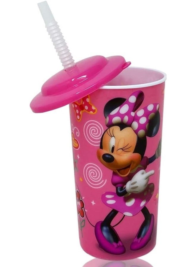ZAK 6-Pack Disney Minnie Mouse 16oz Reusable Sports Tumbler Drink Cups with Lids & Straws, Pink - Image 2