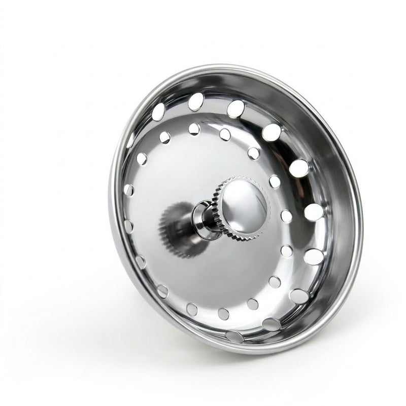 Highcraft 97333 Kitchen Sink Basket Strainer Replacement for Standard Drains (3.25 Inch) Chrome Plated Stainless Steel Body With Rubber Stopper, 3.25" - Image 1