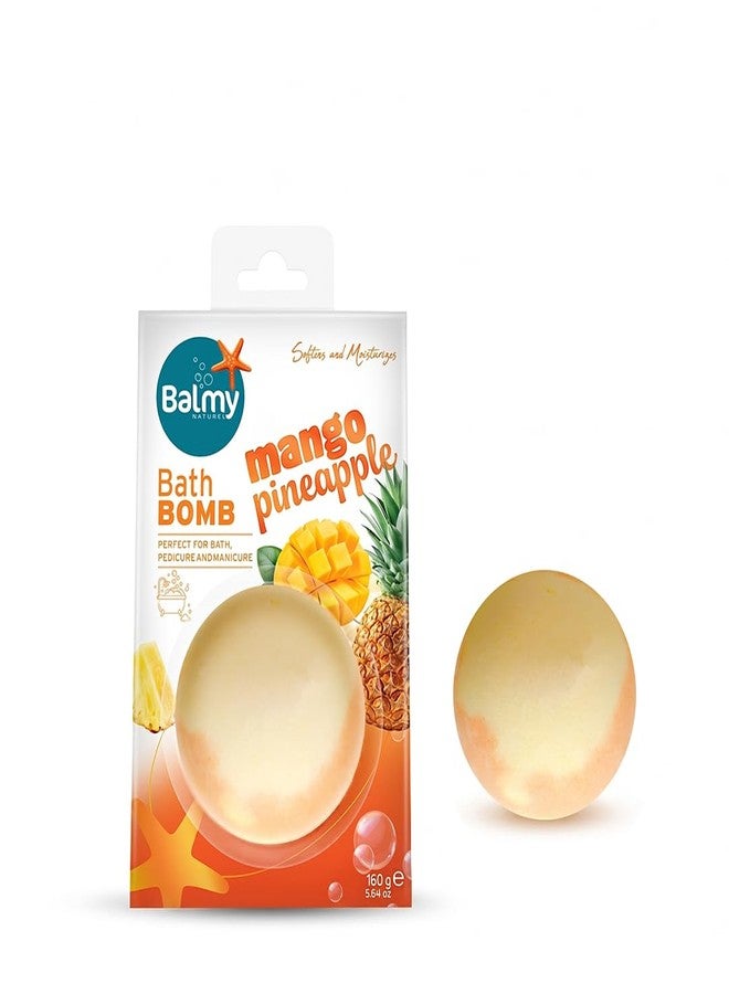 Balmy Mango Pineapple Bath Bomb - Tropical Scented Fizzy with Vitamin E & Glycerin, Moisturizing 5.6 oz - Image 1