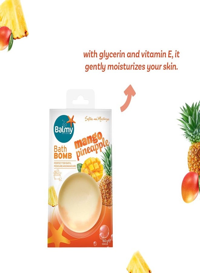 Balmy Mango Pineapple Bath Bomb - Tropical Scented Fizzy with Vitamin E & Glycerin, Moisturizing 5.6 oz - Image 4